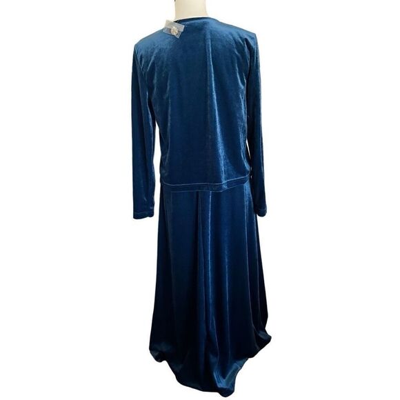 Diane Von Furstenberg Velvet Maxi Dress & Cardigan Set Teal Blue Small NWOT - Picture 2 of 7